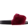 Klapki -112 0479-17194 Burgundy Furry, Bordo/Czarny, Skóra naturalna | Bayla New