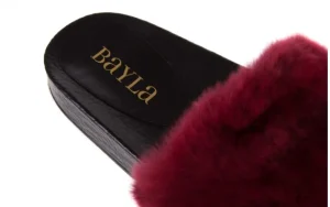 Klapki -112 0479-17194 Burgundy Furry, Bordo/Czarny, Skóra naturalna | Bayla New