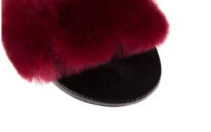 Klapki -112 0479-17194 Burgundy Furry, Bordo/Czarny, Skóra naturalna | Bayla New