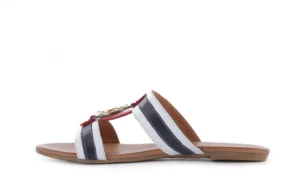 Klapki -112 243-460 BY Byz Laci Krmz - White Navy Red 16, Biały/Niebieski/Czerwony, Skóra naturalna | Bayla Hot