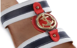 Klapki -112 243-460 BY Byz Laci Krmz - White Navy Red 16, Biały/Niebieski/Czerwony, Skóra naturalna | Bayla Hot