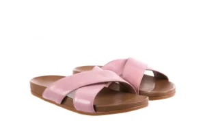 Klapki -163 17-183 Rose, Róż, Skóra naturalna | Bayla Fashion