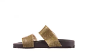 Klapki Cosmic AD Glitter Glass Black, Czarny/Złoty, Guma | Melissa Fashion