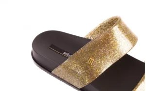 Klapki Cosmic AD Glitter Glass Black, Czarny/Złoty, Guma | Melissa Fashion
