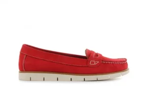 Mokasyny -112 058-519 15YY Byn Kirmizi Nubuck - Red, Czerwony, Skóra naturalna | Bayla Hot