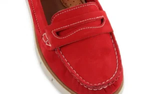 Mokasyny -112 058-519 15YY Byn Kirmizi Nubuck - Red, Czerwony, Skóra naturalna | Bayla Hot