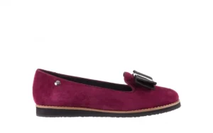 Mokasyny -018 1063-X90 Burgundy Kid Suede, Bordo, Skóra naturalna | Bayla Outlet