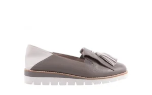 Mokasyny -018 1133-X86 Grey Off White 018506, Szary/Biały, Skóra naturalna | Bayla Clearance