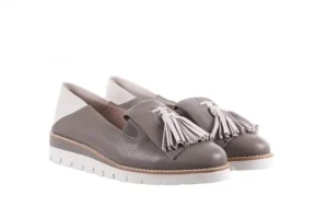Mokasyny -018 1133-X86 Grey Off White 018506, Szary/Biały, Skóra naturalna | Bayla Clearance