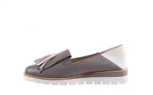 Mokasyny -018 1133-X86 Grey Off White 018506, Szary/Biały, Skóra naturalna | Bayla Clearance