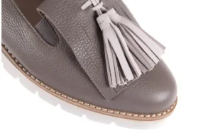 Mokasyny -018 1133-X86 Grey Off White 018506, Szary/Biały, Skóra naturalna | Bayla Clearance