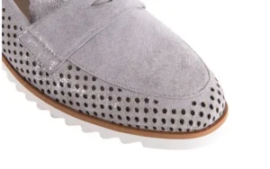 Mokasyny -018 1133-X87 Lt. Grey 018509, Szary, Skóra naturalna | Bayla New