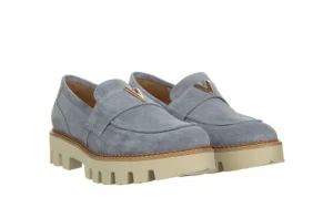 Półbuty -159 4535 058-P Niebieski Welur 159115, Skóra naturalna | Bayla Discount