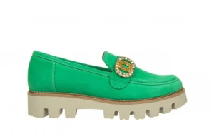 Półbuty -159 4806 066-P Seledyn Welur 159123, Skóra naturalna | Bayla Clearance