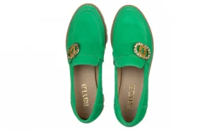 Półbuty -159 4806 066-P Seledyn Welur 159123, Skóra naturalna | Bayla Clearance