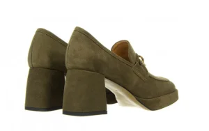 Półbuty -159 4252 026-P Zielony Welur 159060, Skóra naturalna | Bayla Fashion