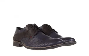 Półbuty -051 166L Bufallo Niebieski Fl. Czarny, Skóra naturalna | Bayla Clearance