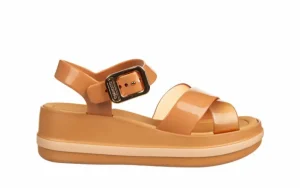 Sandały Marie Sandal Plat Fem Dark Brown 198050, Brązowy, Tworzywo | Azaleia Fashion