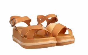 Sandały Marie Sandal Plat Fem Dark Brown 198050, Brązowy, Tworzywo | Azaleia Fashion