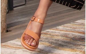 Sandały Marie Sandal Plat Fem Dark Brown 198050, Brązowy, Tworzywo | Azaleia Fashion