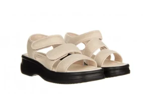 Sandały Tania Soft Therapy Pap Off White Black 198024, Biały/Czarny, Materiał | Azaleia Discount