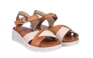 Sandały -161 016 981 Beige Coconut 161197, Brąz/ Beż, Skóra naturalna | Bayla Clearance