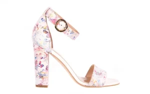 Sandały -056 8024-1292 Białe Sandały w Kwiaty, Skóra naturalna | Bayla Hot
