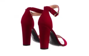 Sandały -056 8024-1432 Burgund Zamsz, Skóra naturalna | Bayla Hot