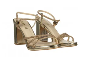 Sandały -187 587-1705 Gold 187235, Złoty, Skóra ekologiczna | Bayla Fashion