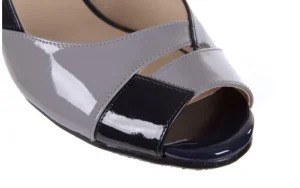 Sandały -130 1194-091-244 Granat Popiel, Skóra naturalna lakierowana | Bayla New