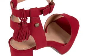 Sandały -067 129006 Nobuck Red Velvet, Czerwony, Skóra naturalna | Bayla New