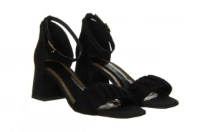 Sandały -159 4634 003-P Czarny Welur 159143, Skóra naturalna | Bayla Sale