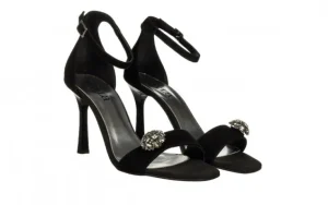 Sandały -159 5040 003-P Czarny Welur 159197, Skóra naturalna | Bayla New