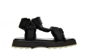 Sandały Raven Black 119160, Czarny, Futro naturalne | EMU Outlet