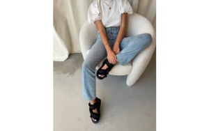 Sandały Raven Black 119160, Czarny, Futro naturalne | EMU Outlet