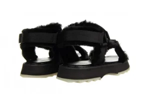Sandały Raven Black 119160, Czarny, Futro naturalne | EMU Outlet