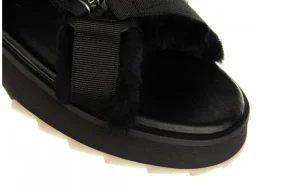 Sandały Raven Black 119160, Czarny, Futro naturalne | EMU Outlet