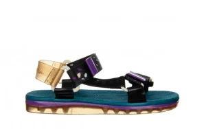 Sandały Papete Rider Ad Blue Purple Beige 010450, Czarny, Guma | Melissa Fashion