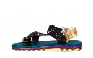Sandały Papete Rider Ad Blue Purple Beige 010450, Czarny, Guma | Melissa Fashion
