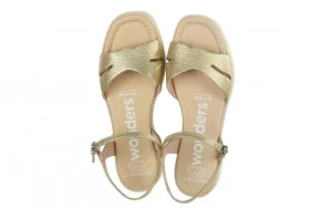 Sandały A-3710 Platino 138019, Złoty, Skóra naturalna | Wonders Hot