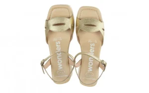 Sandały D-1021 Platino 138029, Złoty, Skóra naturalna | Wonders Sale