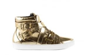 Trampki -123 5901137 Gold, Złoty, Skóra naturalna | Bayla Outlet