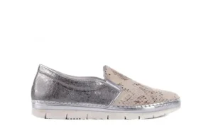 Trampki -131 3904 Perla, Srebro, Skóra naturalna | Bayla Outlet