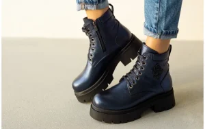 Trzewiki -161 084 606 81 1 Navy Metallic Floather 161593, Granatowy, Skóra naturalna | Bayla Clearance